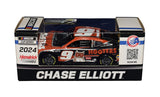 Autographed 2024 Chase Elliott #9 Hooters Camaro Lionel 1/64 scale NASCAR diecast car featuring the recognizable Hooters colors and Hendrick Motorsports racing design. Hand-signed by Chase Elliott and accompanied by a COA, this miniature Chevrolet represents the final season of Elliott’s long-running partnership with the Hooters brand.