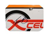 Autographed 2025 Toni Breidinger #5 Celsius Team NASCAR Craftsman Truck Series race-used sheet metal from her Charlotte truck. This signed collectible is roughly the size of a standard trading card, fits inside a plastic toploader for protection and display, and includes a certificate of authenticity.