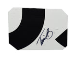 Autographed 2025 Toni Breidinger #5 Celsius NASCAR Craftsman Truck Series race-used sheet metal from her North Wilkesboro truck. This signed collectible is roughly the size of a standard trading card, fits inside a plastic toploader for protection and display, and includes a certificate of authenticity.