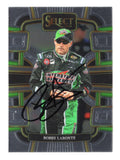 Front view of an autographed Bobby Labonte 2024 Panini Select Racing NASCAR trading card featuring the 2000 Cup Series champion and distinctive Panini Select card design. This signed collectible includes a Certificate of Authenticity and appeals to Bobby Labonte fans, NASCAR enthusiasts, and collectors of autographed racing trading cards.