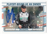 Brad Keselowski is featured on this autographed 2024 Donruss Racing Playoff Bound As An Owner NASCAR trading card. Highlighting his accomplishments as RFK Racing driver and co-owner, this collectible showcases the distinctive playoff-themed insert design, Keselowski's signature, and an accompanying Certificate of Authenticity.