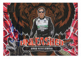 Explosive Red Xplosion styling highlights this autographed Brad Keselowski 2024 Donruss Racing Unleashed NASCAR trading card. Individually serial numbered #60/99, this striking insert features Keselowski's signature and includes a Certificate of Authenticity, celebrating the 2012 NASCAR Cup Series champion and RFK Racing No. 6 Ford driver.
