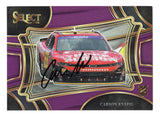 Vibrant Purple Prizm styling highlights Carson Kvapil on this autographed 2024 Panini Select Racing NASCAR rookie trading card. Individually serial numbered #23/75, this signed collectible features the JR Motorsports driver's autograph and includes a Certificate of Authenticity for collectors of limited-numbered NASCAR rookie memorabilia.