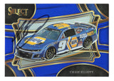 Autographed Chase Elliott 2024 Panini Select Racing Pit Road blue color match insert trading card numbered 116 of 175, featuring the #9 NAPA NASCAR Cup Series car, detailed racing imagery, and clear signature, ideal for collectors seeking a limited Chase Elliott card with strong visual appeal.