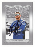 Classic Donruss styling showcases Chris Buescher on this autographed 2023 Panini Chronicles Racing NASCAR trading card. Featuring Buescher's signature and accompanied by a Certificate of Authenticity, this collectible celebrates the RFK Racing No. 17 Ford driver and former NASCAR Xfinity Series champion.