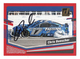 Chris Buescher's Richmond Raceway victory burnout is showcased on this autographed 2024 Donruss Racing Red NASCAR trading card. Featuring striking red parallel styling, Buescher's signature, and serial number #031/299, this collectible includes a Certificate of Authenticity and celebrates the RFK Racing driver's memorable 2023 Cup Series win.
