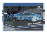 Chris Buescher's memorable 2023 Richmond Raceway victory burnout is celebrated on this autographed 2024 Donruss Optic Racing NASCAR trading card. Featuring the distinctive Optic design and Buescher's signature, this collectible includes a Certificate of Authenticity and honors the RFK Racing No. 17 Ford driver.