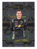 Connor Mosack is featured on this autographed 2024 Panini Select Racing NASCAR Rookie trading card with distinctive Select styling. Showcasing Mosack's signature and accompanied by a Certificate of Authenticity, this collectible highlights the young driver's progression through ARCA, NASCAR Xfinity Series, and Craftsman Truck Series competition.