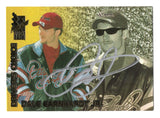 Autographed Dale Earnhardt Jr. 2001 Press Pass VIP Racing Driver's Choice NASCAR trading card featuring the popular No. 8 Budweiser Chevrolet driver and distinctive Driver's Choice insert design. This vintage signed collectible includes a Certificate of Authenticity and celebrates Dale Jr.'s memorable early NASCAR Cup Series career.