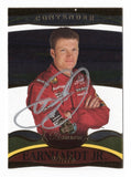 Autographed Dale Earnhardt Jr. 2005 Press Pass Premium Racing Contender NASCAR trading card featuring the popular No. 8 Budweiser Chevrolet driver and distinctive Contender card design. This signed vintage racing collectible includes a Certificate of Authenticity and celebrates Earnhardt Jr.'s memorable career with Dale Earnhardt, Inc.