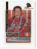 Autographed Dale Earnhardt Jr. 2007 Press Pass Premium Racing Daytona Dominators NASCAR trading card featuring the distinctive Daytona Dominators design. Personally signed by the iconic No. 8 Budweiser Chevrolet driver, this vintage collectible includes a Certificate of Authenticity and celebrates his memorable victories at Daytona International Speedway.