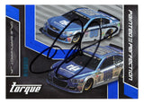 Autographed Dale Earnhardt Jr. 2016 Torque Racing Painted To Perfection NASCAR trading card featuring the distinctive race car design-themed insert. Individually serial numbered #71/99, this signed collectible includes a Certificate of Authenticity and celebrates the popular No. 88 Hendrick Motorsports Chevrolet driver and two-time Daytona 500 champion.
