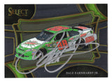 Autographed Dale Earnhardt Jr. 2024 Panini Select Racing Diet Mountain Dew NASCAR trading card featuring the recognizable Diet Mountain Dew sponsorship associated with his No. 88 Hendrick Motorsports Chevrolet. This signed collectible includes a Certificate of Authenticity and celebrates the legendary two-time Daytona 500 champion and longtime NASCAR fan favorite.