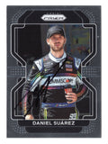 Daniel Suarez is featured on this autographed 2022 Panini Prizm Racing NASCAR trading card with the distinctive Prizm design. Signed by the Trackhouse Racing driver and 2016 NASCAR Xfinity Series champion, this collectible includes a Certificate of Authenticity and celebrates one of NASCAR's most accomplished Mexican-born competitors.