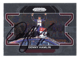 Autographed Denny Hamlin 2022 Panini Prizm Racing Richmond Win #11 FedEx NASCAR trading card with Certificate of Authenticity and a rigid, plastic toploader included for protection and display. A fantastic collectible that makes a great gift for NASCAR fans and memorabilia collectors.