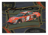 Front view of an autographed Kasey Kahne 2024 Panini Select Racing Pit Road NASCAR trading card featuring the popular NASCAR Cup Series race winner and distinctive Pit Road insert design. This signed collectible includes a Certificate of Authenticity and appeals to Kasey Kahne fans, NASCAR enthusiasts, and collectors of autographed racing trading cards.