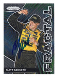 The distinctive Fractal parallel design brings visual appeal to this Matt Kenseth autographed 2023 Panini Prizm Racing NASCAR trading card. Featuring the signature of the 2003 Cup Series champion and two-time Daytona 500 winner, this signed collectible includes a Certificate of Authenticity for NASCAR memorabilia collectors.