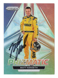 Eye-catching Prizmatic insert styling showcases NASCAR Hall of Famer Matt Kenseth on this autographed 2023 Panini Prizm Racing trading card. Featuring Kenseth's signature and an accompanying Certificate of Authenticity, this collectible celebrates the 2003 NASCAR Cup Series champion and appeals to enthusiasts of signed NASCAR memorabilia and racing cards.