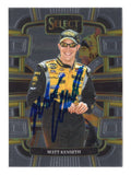 The distinctive Grandstand design of this 2024 Panini Select Racing NASCAR trading card celebrates Matt Kenseth, the 2003 Cup Series champion and two-time Daytona 500 winner. Featuring Kenseth's autograph and accompanied by a Certificate of Authenticity, this signed collectible appeals to NASCAR Hall of Fame memorabilia collectors.