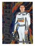 Front view of an autographed Noah Gragson 2024 Panini Select Racing En Fuego NASCAR trading card featuring the popular NASCAR Cup Series driver and dynamic En Fuego insert design. This signed collectible includes a Certificate of Authenticity and appeals to Noah Gragson fans and collectors of autographed racing trading cards.