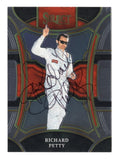 Distinctive Trackside styling highlights NASCAR legend Richard Petty on this autographed 2024 Panini Select Racing trading card. Featuring Petty's signature and accompanied by a Certificate of Authenticity, this collectible celebrates the seven-time Cup Series champion and his legendary #43 racing career, appealing to NASCAR memorabilia collectors.