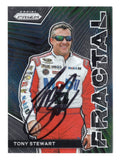The distinctive Fractal Prizm design highlights NASCAR legend Tony Stewart on this autographed 2023 Panini Prizm Racing trading card. Featuring Stewart's signature and accompanied by a Certificate of Authenticity, this collectible celebrates the three-time Cup Series champion known as Smoke and appeals to enthusiasts of signed NASCAR memorabilia.