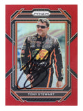 Bold Red Prizm styling showcases NASCAR legend Tony Stewart on this autographed 2023 Panini Prizm Racing trading card. Featuring Stewart's signature and accompanied by a Certificate of Authenticity, this collectible celebrates the three-time NASCAR Cup Series champion known as Smoke and appeals to collectors of signed racing memorabilia.