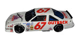 Close-up of the signed 1990 Jeff Gordon #67 Outback Steakhouse Busch Series RCCA Elite Vintage 1/24 scale NASCAR diecast showcasing the authentic autograph, distinctive early Jeff Gordon paint scheme, premium Elite detailing, and individually numbered production #1902 of only 3,000 pieces.