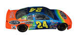 Vintage Jeff Gordon signed #24 DuPont Rainbow Racing Champions diecast car highlighting one of the most famous paint schemes in NASCAR history, detailed graphics, authentic autograph, and exceptional display appeal for collectors and enthusiasts.