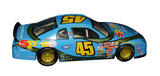 Collectible 1997 Adam Petty autographed Petty Enterprises diecast car featuring authentic driver signature, period-correct graphics, detailed construction, and included Certificate of Authenticity for dedicated NASCAR and motorsports memorabilia collectors.