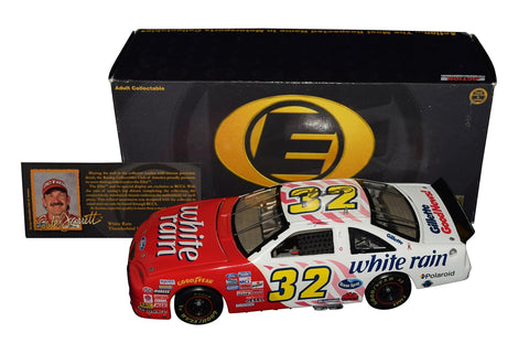 Autographed 1997 Dale Jarrett #32 White Rain Ford Thunderbird RCCA Elite diecast featuring detailed Elite craftsmanship, vintage graphics, and included COA. A rare late-1990s collectible that makes a great gift for NASCAR fans. We are always here to help with any questions.