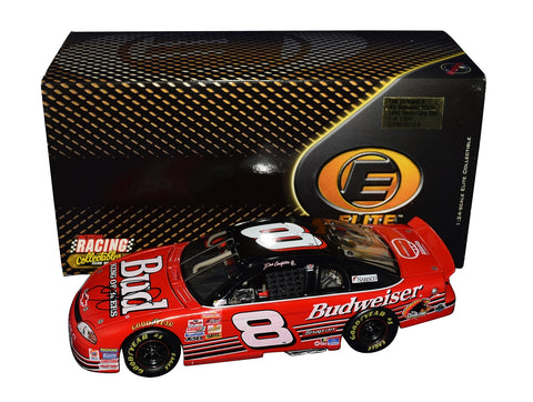 Autographed 1999 Dale Earnhardt Jr. #8 Budweiser Rookie Year RCCA Elite 1/24 diecast featuring the classic Budweiser red-and-white paint scheme, clean signature, and limited-edition numbering. This rare collectible honors an important moment in Dale Jr.’s early career and makes a great gift. We are always here to help with any questions.