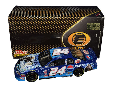 Autographed 1999 Jeff Gordon #24 Pepsi Star Wars Episode I RCCA Elite diecast showcasing detailed character artwork, crisp Pepsi graphics, and included COA. A unique NASCAR and Star Wars crossover collectible that makes a great gift. We are always here to help with any questions.