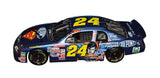 Close-up of the signed 1999 Jeff Gordon #24 Superman Racing RCCA Elite 1/24 scale NASCAR diecast showcasing the authentic autograph, distinctive superhero-inspired paint scheme, detailed No. 24 racing graphics, and premium collector craftsmanship. This limited-edition example is individually numbered #00246 of only 10,000 produced.