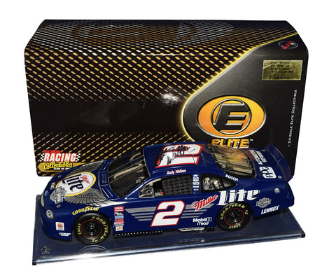 Autographed 1999 Rusty Wallace #2 Miller Lite Harley Davidson RCCA Elite diecast featuring bold Harley graphics, detailed Elite construction, and included COA. A strong vintage collectible that makes a great gift for NASCAR fans. We are always here to help with any questions.