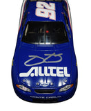 Close-up of the signed 2000 Jimmie Johnson #92 Alltel Racing Busch Series Rookie Action 1/24 scale NASCAR diecast showcasing authentic autograph, premium craftsmanship, accurate race graphics, and an included Certificate of Authenticity for collectors.