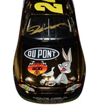 Vintage 2001 Jeff Gordon Looney Tunes NASCAR diecast featuring his autograph, premium gold-finish paint, and cartoon-themed artwork. Perfect for collectors who enjoy crossover designs and makes a great gift. We are always here to help with any questions.