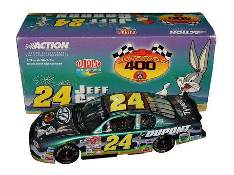 Autographed 2001 Jeff Gordon #24 Looney Tunes Chromalusion diecast featuring color-shifting paint, detailed Action craftsmanship, and included COA. A vibrant, nostalgic collectible that makes a great gift for NASCAR and cartoon fans. We are always here to help with any questions.