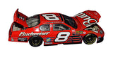 Collectible 2003 Dale Earnhardt Jr autographed NASCAR diecast featuring authentic race-inspired weathering, Budweiser sponsorship graphics, premium 1/24 scale detailing, and included Certificate of Authenticity for dedicated collectors.