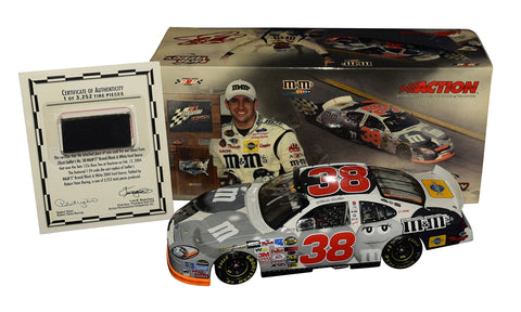 Autographed 2004 Elliott Sadler #38 M&Ms Daytona Twin 125’s Win raced version diecast featuring vibrant M&Ms graphics, realistic race markings, and a real embedded tire piece. Includes COA and makes a great gift for NASCAR collectors. We are always here to help with any questions.