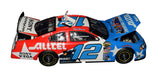 Collectible Ryan Newman autographed NASCAR diecast featuring the #12 Alltel Racing Justice League design, vibrant superhero artwork, premium 1/24 scale detailing, and included Certificate of Authenticity for display and collecting.