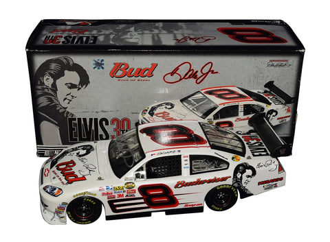 Autographed 2007 Dale Earnhardt Jr. #8 Budweiser Elvis 30th Anniversary COT diecast featuring the special tribute paint scheme, detailed graphics, and Certificate of Authenticity. This unique crossover collectible celebrates racing and music history, making it a great gift. We are always here to help with any questions.