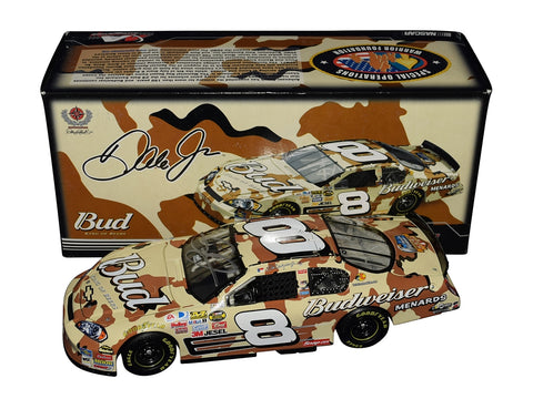 Autographed 2007 Dale Earnhardt Jr. #8 Budweiser Camo American Heroes diecast featuring the patriotic camouflage paint scheme, detailed graphics, and included COA. This meaningful tribute piece makes a great gift for NASCAR fans or military supporters. We are always here to help with any questions.