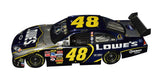 Rare signed Jimmie Johnson Color Chrome COT diecast showcasing the iconic #48 Lowes Racing paint scheme, premium reflective finish, authentic autograph, and exceptional collector appeal for NASCAR memorabilia enthusiasts.