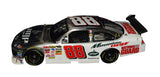 Close-up of the signed 2008 Dale Jr. #88 AMP Mountain Dew GM Dealers Brushed Metal Lionel 1/24 NASCAR diecast showcasing the authentic autograph, unique metallic finish, recognizable AMP Energy and Mountain Dew graphics, and detailed collector craftsmanship. This limited-edition example is numbered #1469 of only 2,008 produced.
