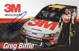 Autographed 2012 Greg Biffle #16 Roush Racing 3M Team 5x7 inch NASCAR photo signed in blue ink. This hero-style card showcases Biffle during his time with Roush Fenway Racing and includes a Certificate of Authenticity. Perfect for display, collection building, or gifting to dedicated NASCAR fans.
