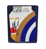 Displayed autographed Chase Elliott #9 Aaron’s Rookie ARCA Series gold glitter five-color race-used NASCAR sheet metal with visible track wear. Housed inside a protective plastic toploader, this trading-card-size collectible makes a great gift for Chase Elliott fans, ARCA enthusiasts, and racing memorabilia collectors.