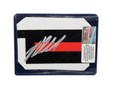 Displayed autographed Ross Chastain #4 Protect Your Melon race-used NASCAR sheet metal from the 2017 Watkins Glen event. Housed inside a protective plastic toploader, this trading-card-size collectible makes a great gift for Ross Chastain fans, road-course enthusiasts, and racing memorabilia collectors.