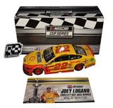 Autographed 2021 Joey Logano #22 Pennzoil Bristol Dirt Race Win diecast featuring realistic dirt-race markings, Pennzoil colors, and limited-edition numbering. This raced version collectible highlights a historic NASCAR victory and makes a great gift. We are always here to help with any questions.