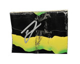 Race-used composite sheet metal from Ty Gibbs’ 2022 #54 He Gets Us and Monster Energy Toyota driven at Portland International Raceway. This hand-signed NASCAR collectible measures roughly the size of a standard trading card and fits inside a plastic toploader for convenient protection and display.